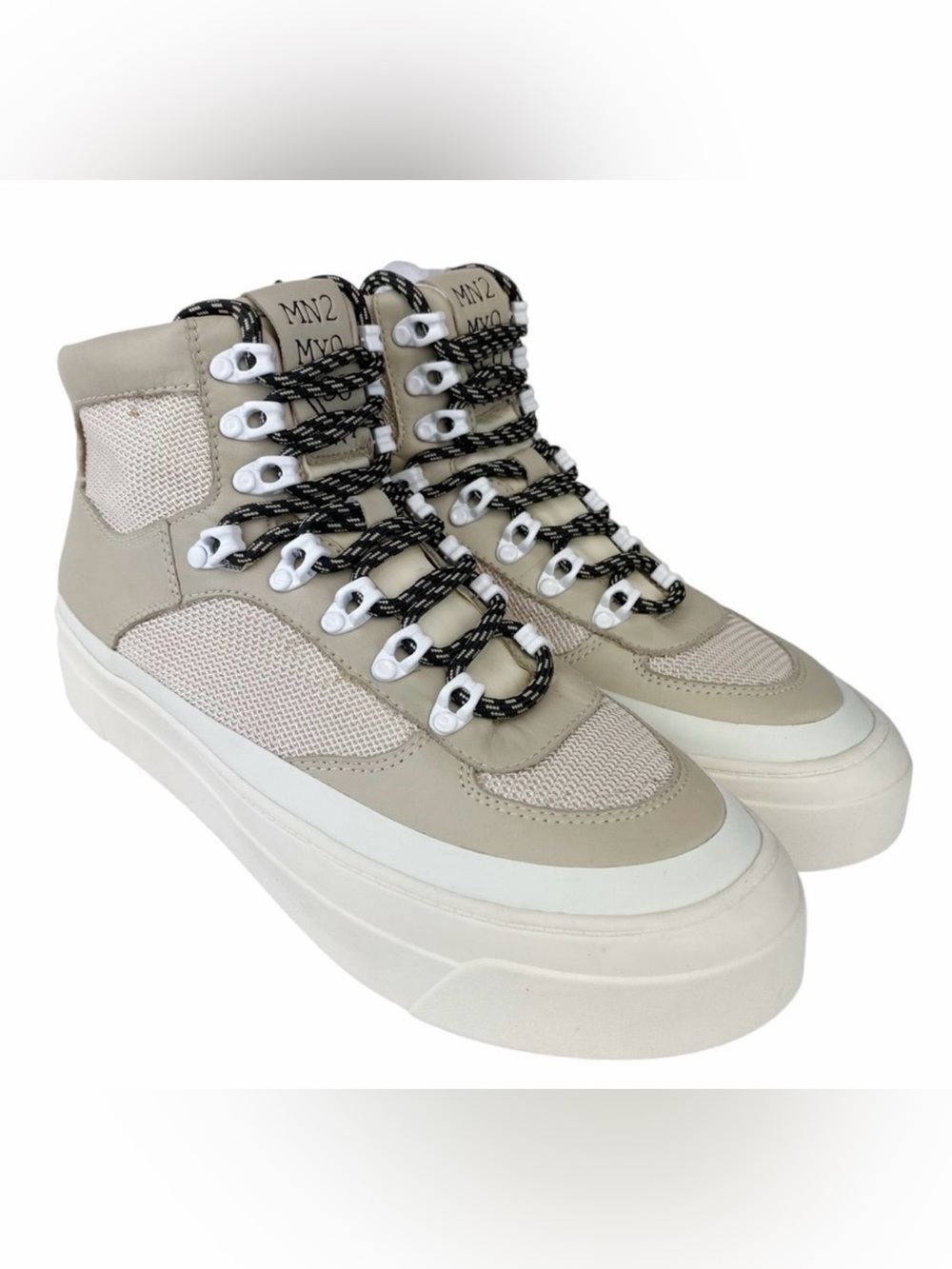Platform Sneaker Boots NEW Miz Mooz NYC Alpyne Leather NEW Lace Up Cream 8.5